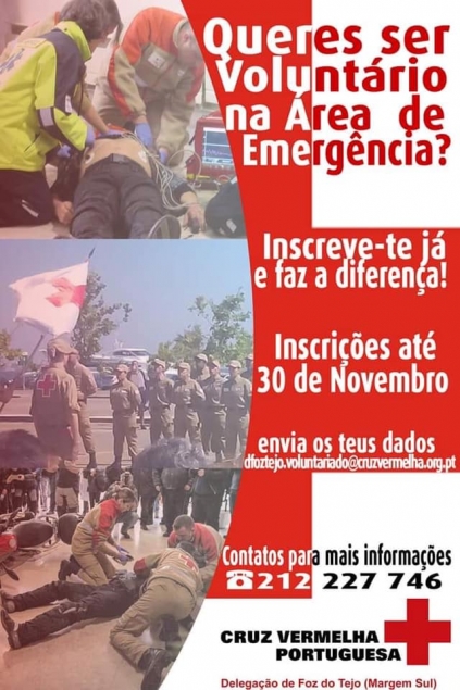 QUERES SER VOLUNT&Aacute;RIO DA TUA DELEGA&Ccedil;&Atilde;O DA CRUZ VERMELHA PORTUGUESA NA MARGEM SUL? INSCREVE-TE